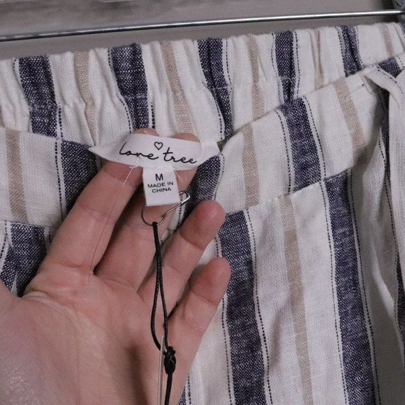 NWT Love Tree | Pinstriped Linen Pants Medium - Picture 4 of 7